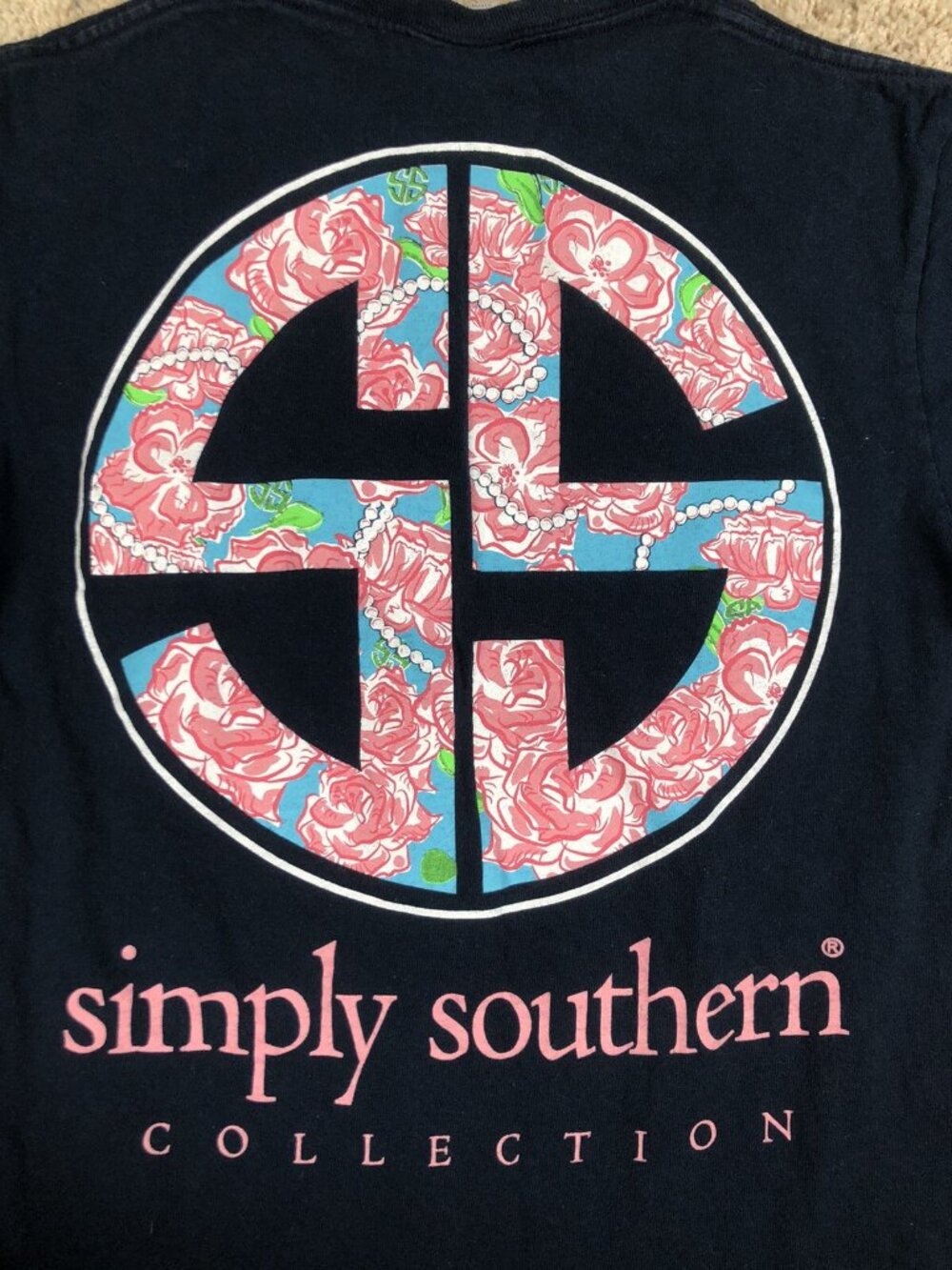 Simply Southern Collection Womens Size Small Blue Short Sleeve T-Shirt Graphic